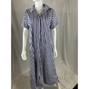 Banana Republic Navy and White Striped Midi Dress